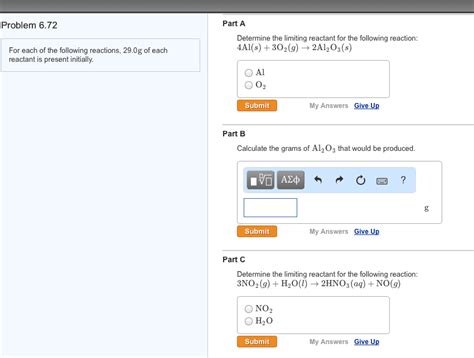 OneClass Problem 6 72 For Each Of The Following Reactions 29 0g Of