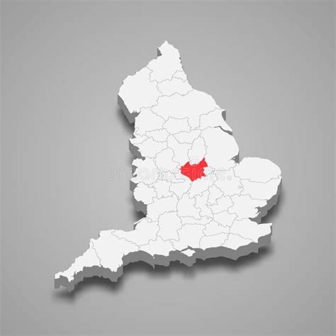 Leicestershire County Location Within England 3d Map Stock Vector