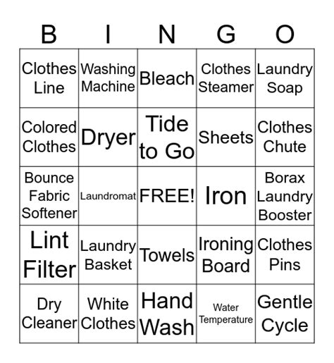 Laundry Bingo Card