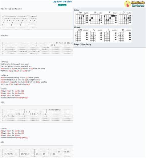 Chord Lay It On The Line Tab Song Lyric Sheet Guitar Ukulele