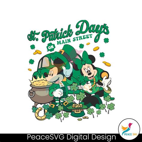 St Patricks Day On Main Street Mickey And Minnie Png Peacesvg