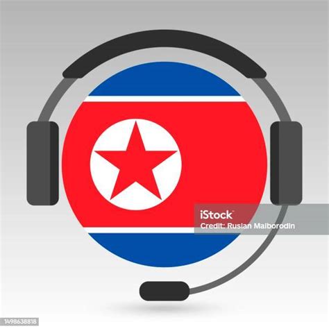 Bendera Korea Utara Dengan Headphone Tanda Dukungan Ilustrasi Vektor