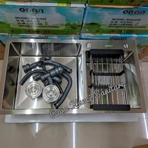 Jual Paket Kitchen Sink Onan Golden Hand 8245 SS SUS 304 Kran Tempat