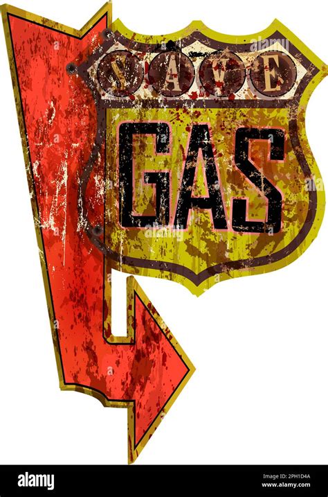 Vintage Print Of Pencil Drawing Of Old Gas Station On Route