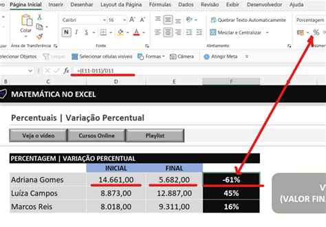 C Lculo De Varia O Percentual No Excel Excelforever