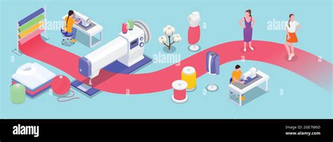 Textile Mill Spinning Industry Isometric Composition With View Of