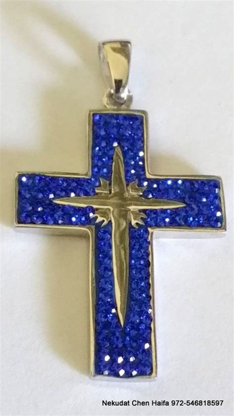 Silver 925 Swarovski Stones 40mm Cross And Star Of Bethlehem Etsy