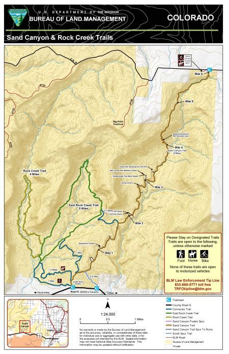 Sand Canyon And Rock Creek Trails Map Bureau Of Land Management