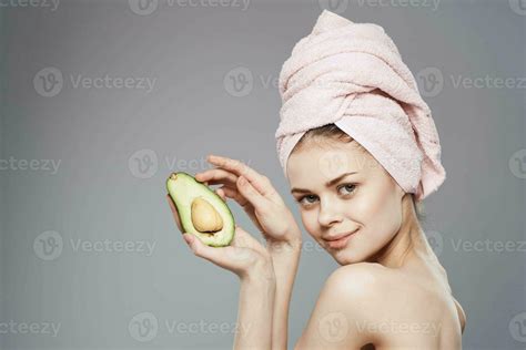 Beautiful Woman Naked Shoulders Avocado Fruit Exotic Cosmetics Stock Photo At Vecteezy