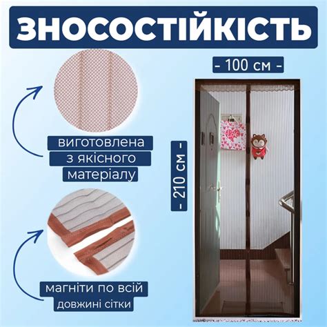 Cетка штора на магнитах 210х100 антимоскитная сетка на дверь BRS Brown ...