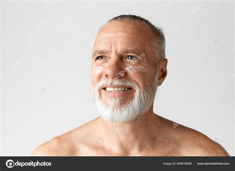 Portrait Handsome Mature Gray Haired Man Smiling Posing Face