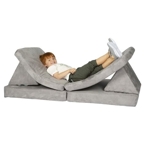 Huddle Customizable Kids Play Foam Couch, Grey, 4 Pieces, for Toddlers