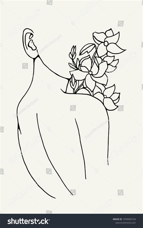 Hand Drawing Naked Woman Bunch Flowers Stock Vector Royalty Free Shutterstock