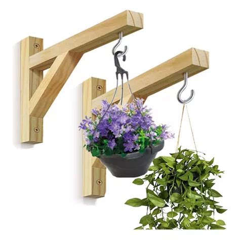 Suporte Plantas Parede Madeira - Kit 2 Suporte De Plantas Parede Pendurar Vasos Madeira Pinus | Shopee ...