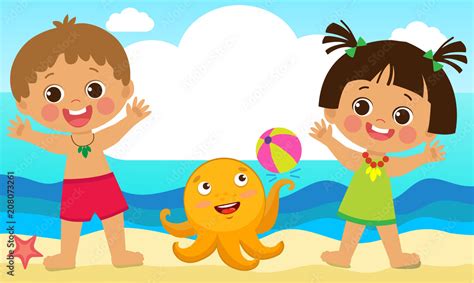 Fun Summer Activities for Kids. Summer Kids Vector. Happy Children