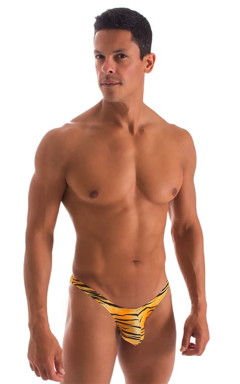 Mens Micro Pouch Bikini Swimsuit In Thinskinz Golden Kat Skinzwear