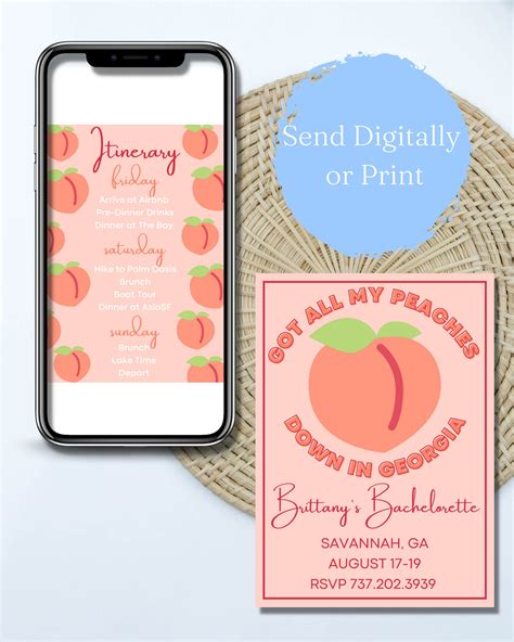 Georgia Peach Bachelorette Party Invitation And Itinerary Peachy Bride