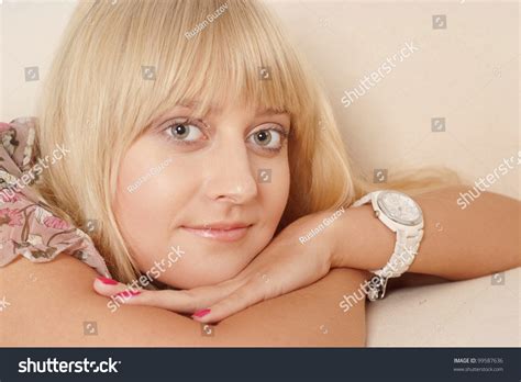 Cute Blonde Posing On White Background Stock Photo 99587636 Shutterstock