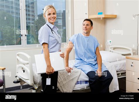 nurse  patient  hospital ward stock photo alamy