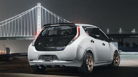 This Nissan Leaf Is Ev Up Front Rpm Sportbike Screamer Out Back