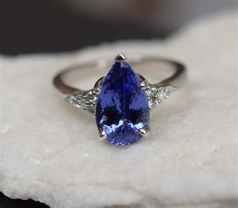 Platinum Tanzanite Ring White Gold Tanzanite Engagement Ring 3 3ct