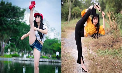 Hot girl làng võ khoe biệt tài xoạc chân một góc hơn 180 độ làm nhiều người nể phục