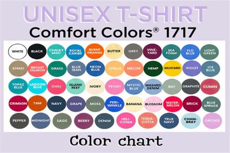 Comfort Colors Color Chart T Shirt Graphic By Evarpatrickhg