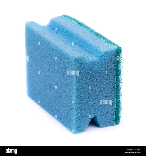 One New Clean Dishwashing Sponge Isolated On White Background Stock