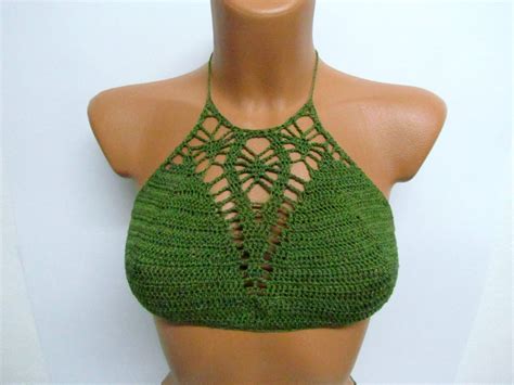 Crochet Bra Top Bikini Sexy Crochet Bra Crochet Bikini Top With Fringes Crochet Open Back