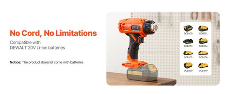 Vevor Cordless Heat Gun Hot Air Gun Compatible With Dewalt V Lithium Batteries Max