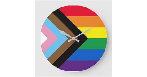 Inclusive Rainbow Lgbtq Gay Diversity Flag Large Clock Zazzle