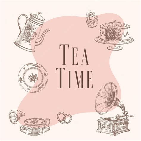 Premium Vector Vector Vintage Tea Time Illustration