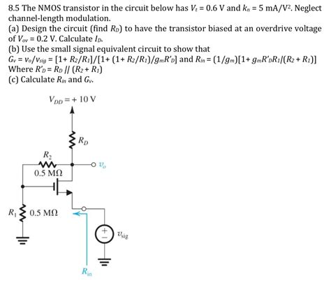 Solved The Nmos Transistor In The Circuit Below Has Vt Chegg