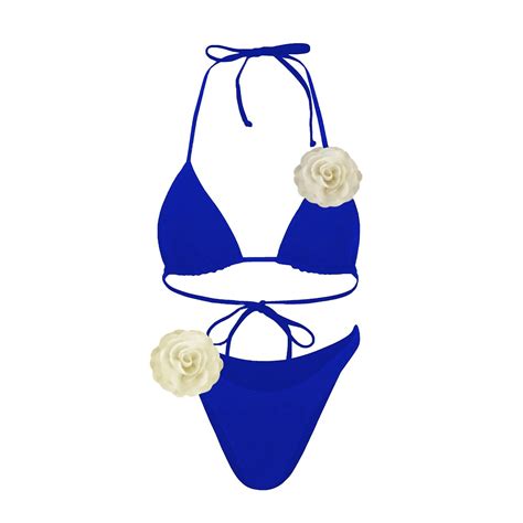 Sexy D Flower Bikini Swimwear For Women Monochrome Swimsuit High Cut