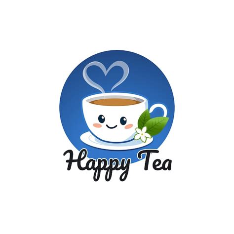 Logotipo Da Mascote Da Xícara De Chá Logotipo Do Chá Vetor Premium
