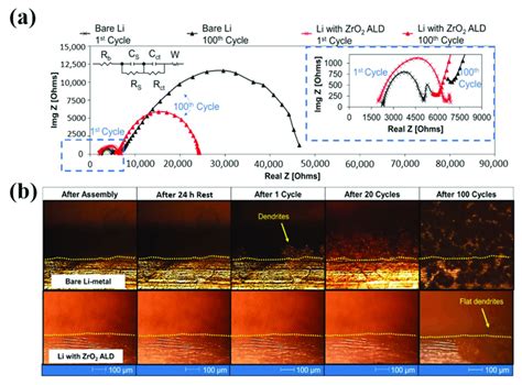 A Eis Spectra Of Bare Li And Zro Coated Li At The St And Th