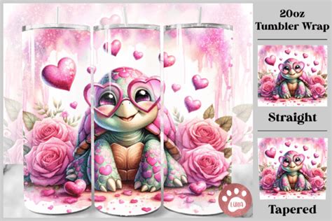 Turtle Valentine Tumbler Wrap Png Graphic By Luna Art Design Creative