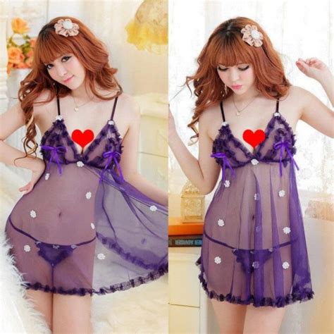 Jual Lingerie Babydoll Daster Seksi Gaun Transparan Kecil Seksi Ungu Kota Bandung Lucky