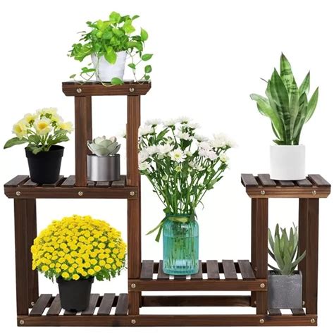 ÉTAGÈRE À PLANTE Fleur Porte Pots Support Jardin Présentoir Bois 6