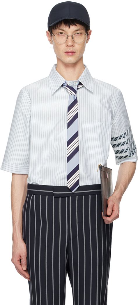 Thom Browne Blue White Stripe Bar Shirt Thom Browne