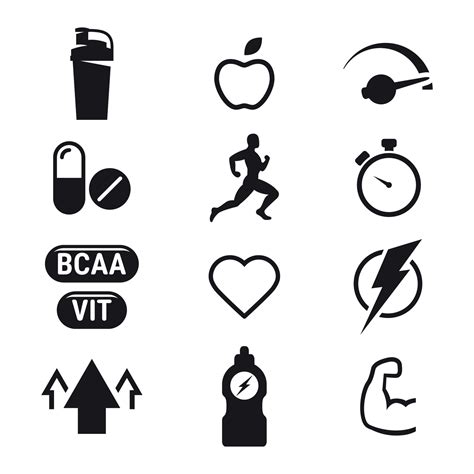 sport supplements icons 17771394 Vector Art at Vecteezy