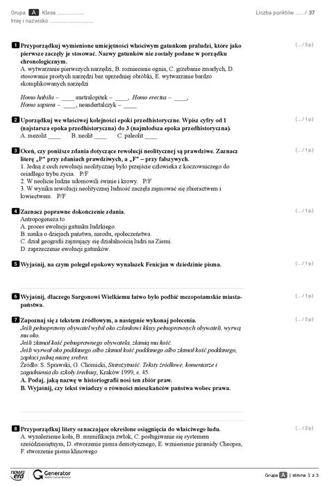 Sprawdzian Z Mitologii Klasa 5 Nowa Era 1