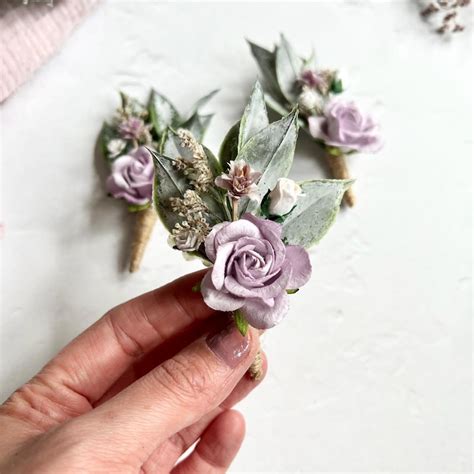Purple Boutonniere Etsy