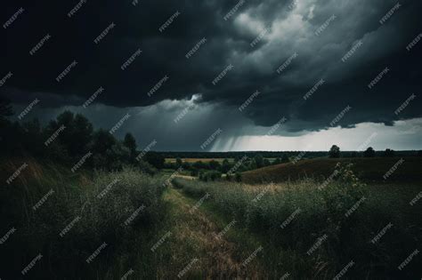 Premium AI Image | A dark sky with a storm coming in.