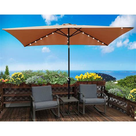 Afoxsos 10 Ft X 6 5 Ft Steel Market Push Button Tilt Patio Umbrella