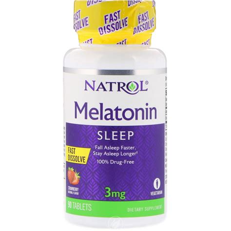 Natrol Melatonin 3 mg Fast Dissolve Tablets Strawberry - 90.0 ea, Pack ...