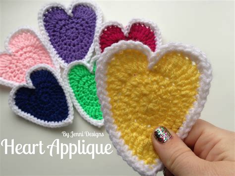 By Jenni Designs Free Crochet Pattern Tutorial Heart Applique