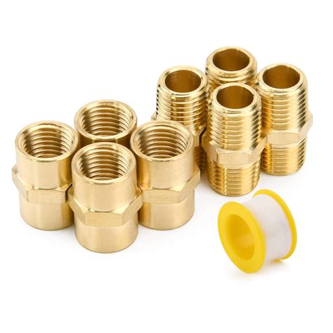 SILATU 1 4 NPT Female And 1 4 NPT Male Pipe Brass Hex Nipple Coupling