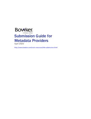 Fillable Online Submission Guide For Metadata Providers Bowker Fax