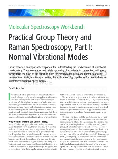 (PDF) Practical Group Theory and Raman Spectroscopy, Part I: Normal ...